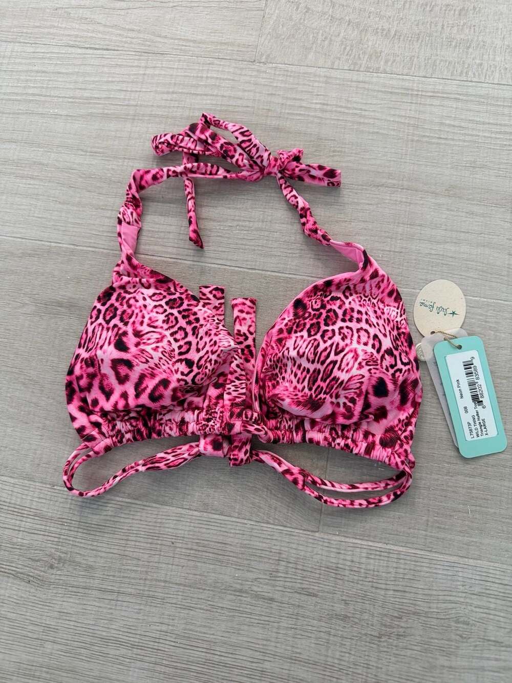 Luli Fama Wild Thing Triangle Halter Top in Neon Pink